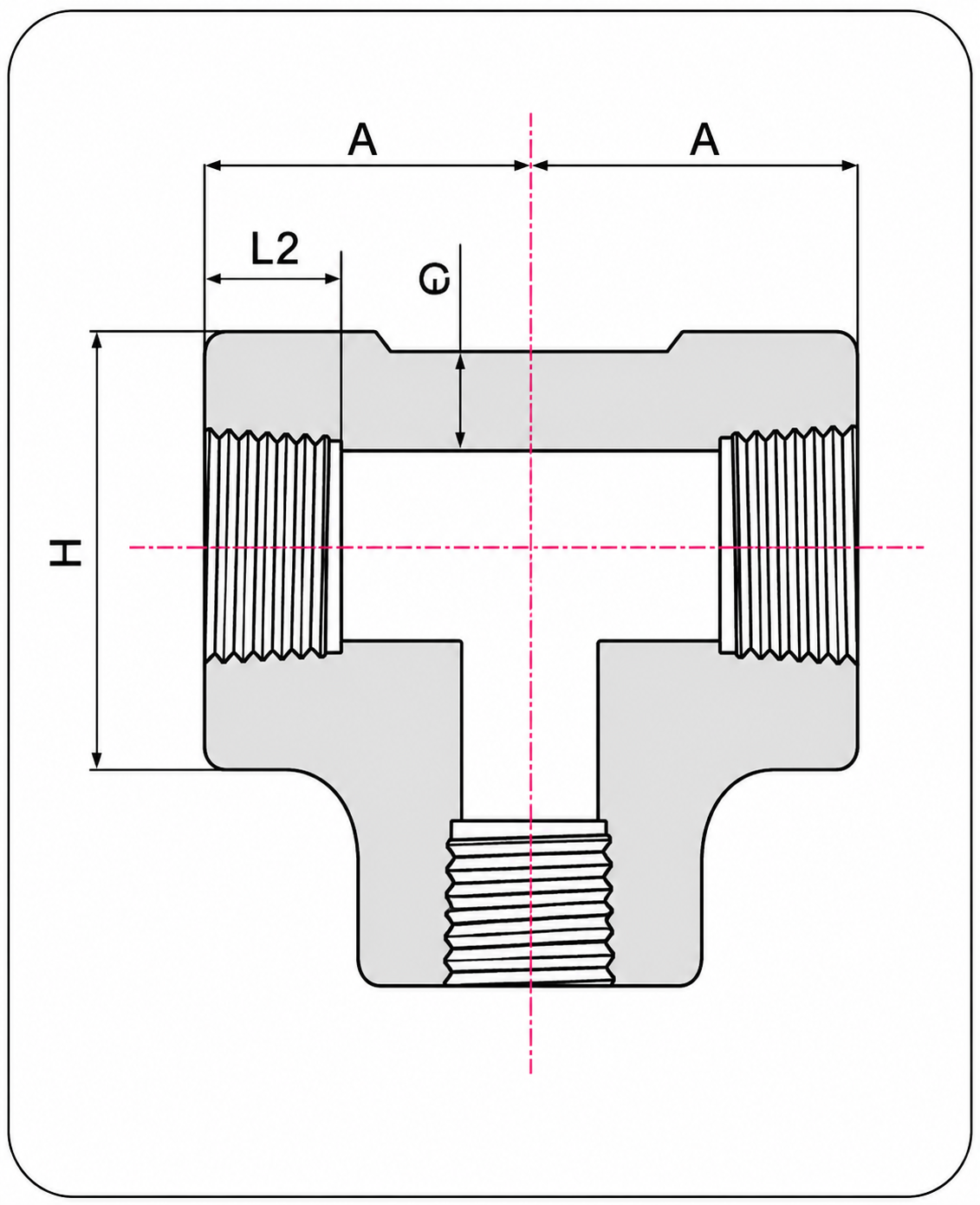 Threaded Tee Drawing